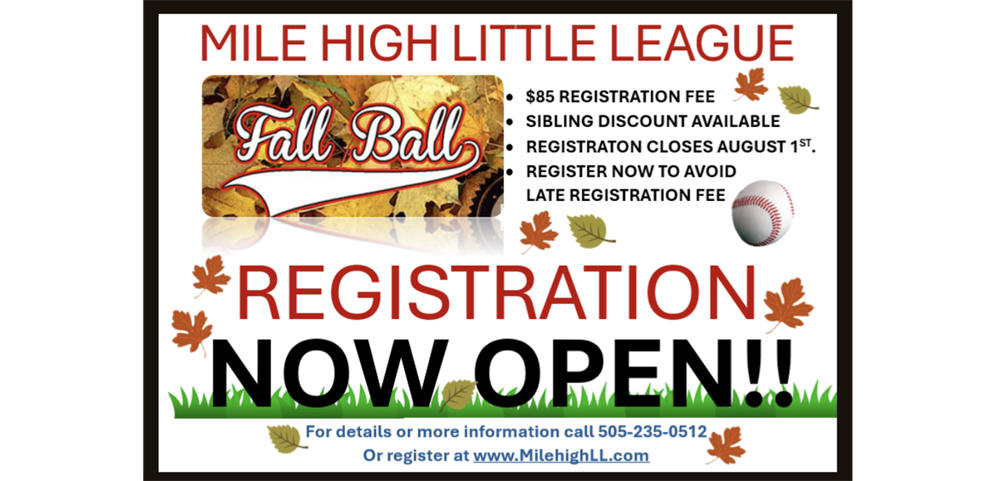 2024 Fall Ball registration is open through August 1st