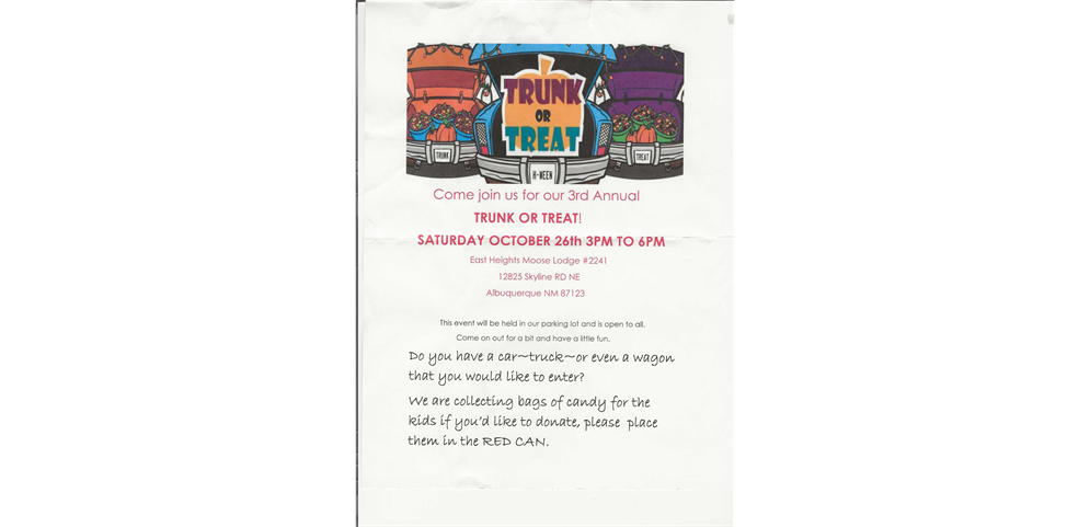 Trunk or Treat with the East Heights Moose Lodge #2241