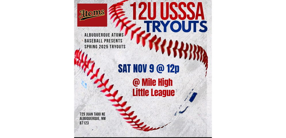 Albuquerque Atoms 12U Spring Tryouts Nov 9th 12pm 