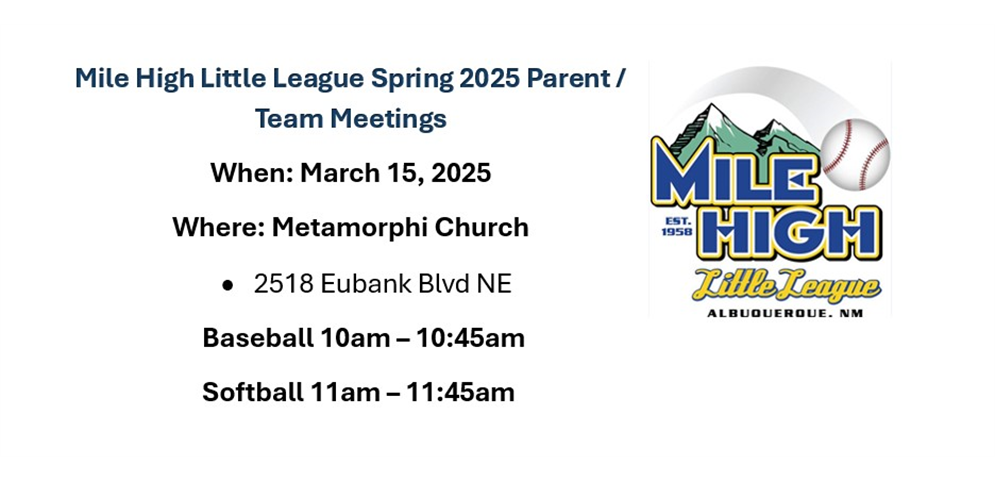 Spring 2025 Baseball & Softball Parent Meetings